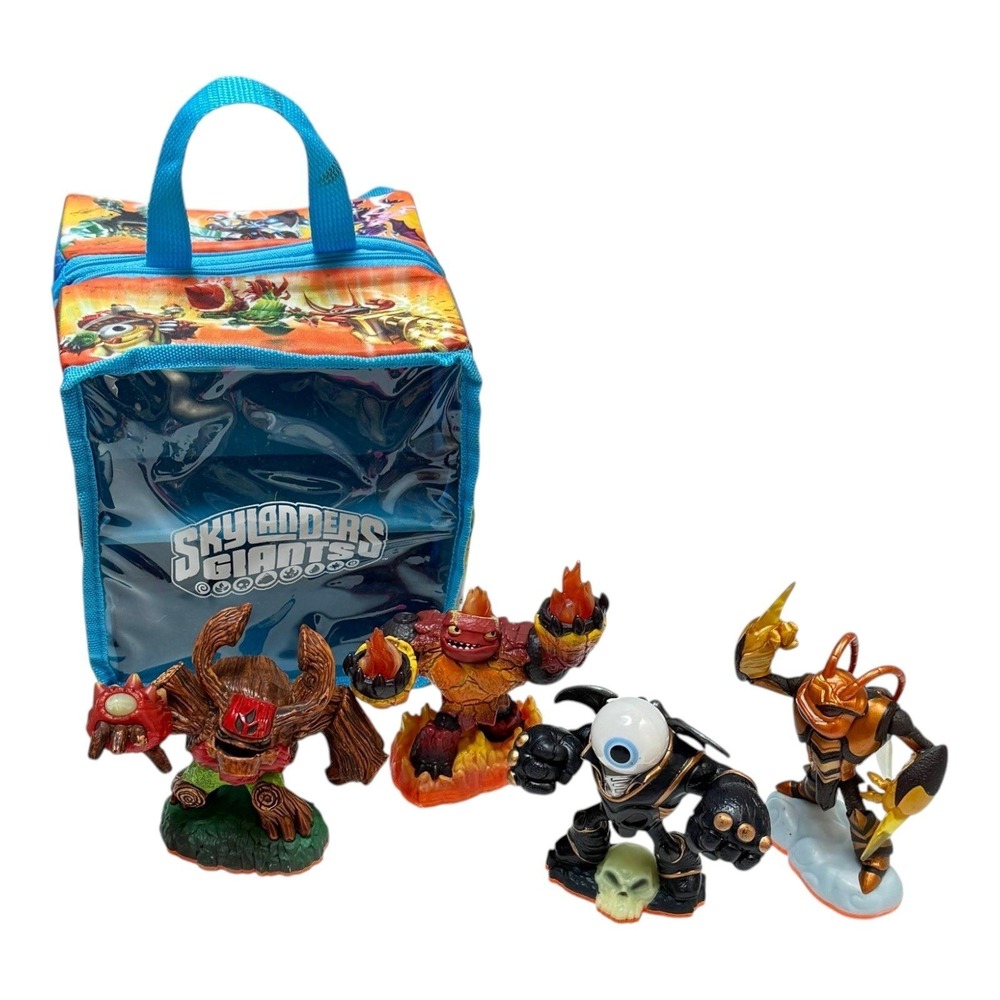 Skylanders Giants Action Figure Lot 4 Giant w Case Tree Rex Hot Head Eye  Swarm
